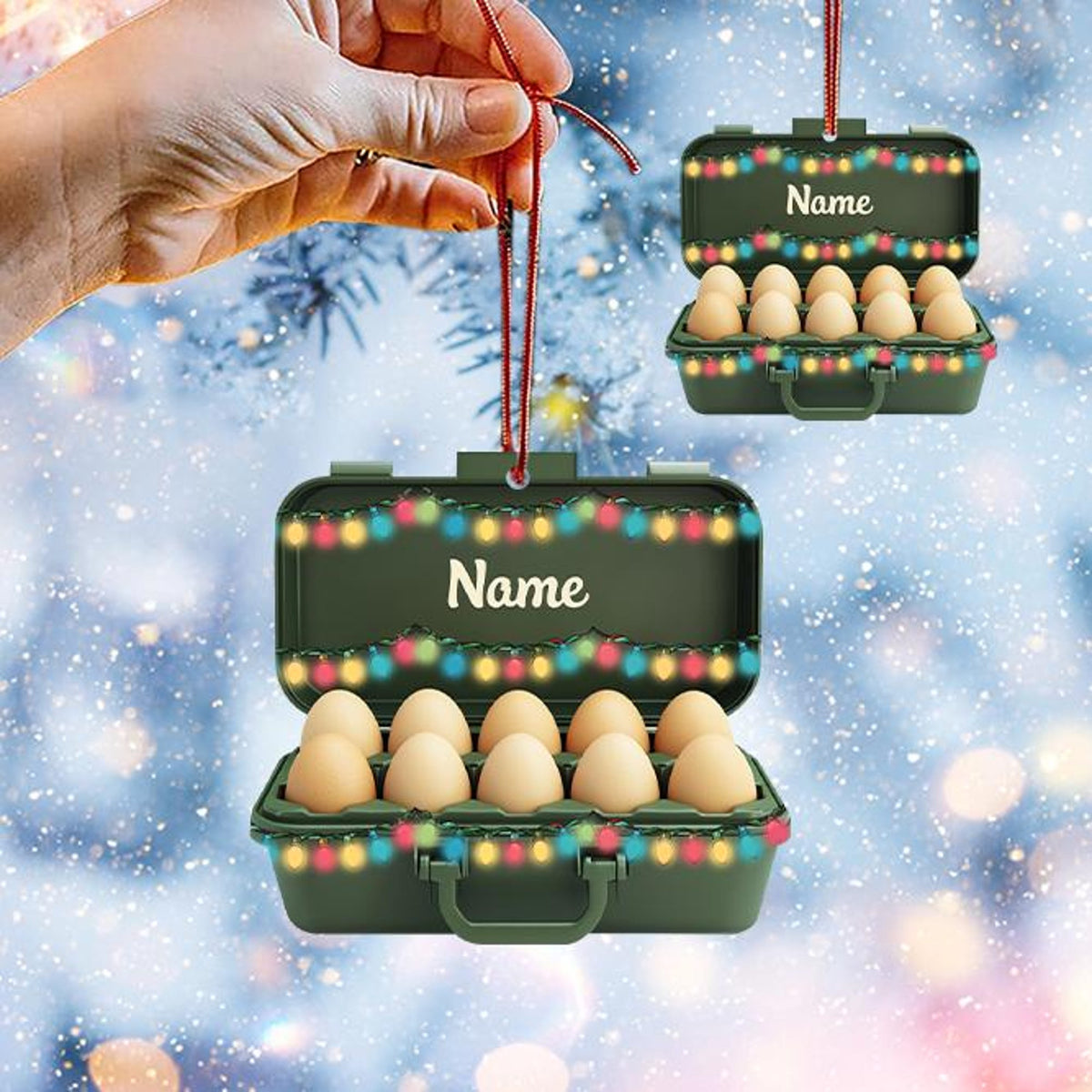 Personalized Egg Box Christmas Ornament, Egg Christmas Ornament, Cooking Ornament, Kitchen Holiday Ornament, Chef Ornament Gift