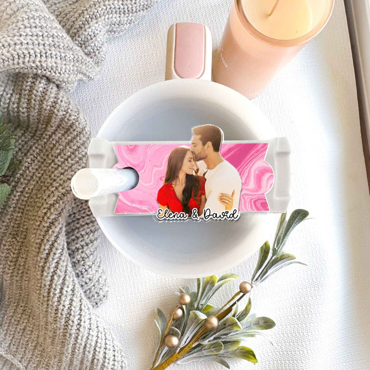 Personalized Photo Tumbler Name Tag, Tumbler Name Plate Topper, Custom Pet Accessories Tumbler Tag, Gift For Best Friends