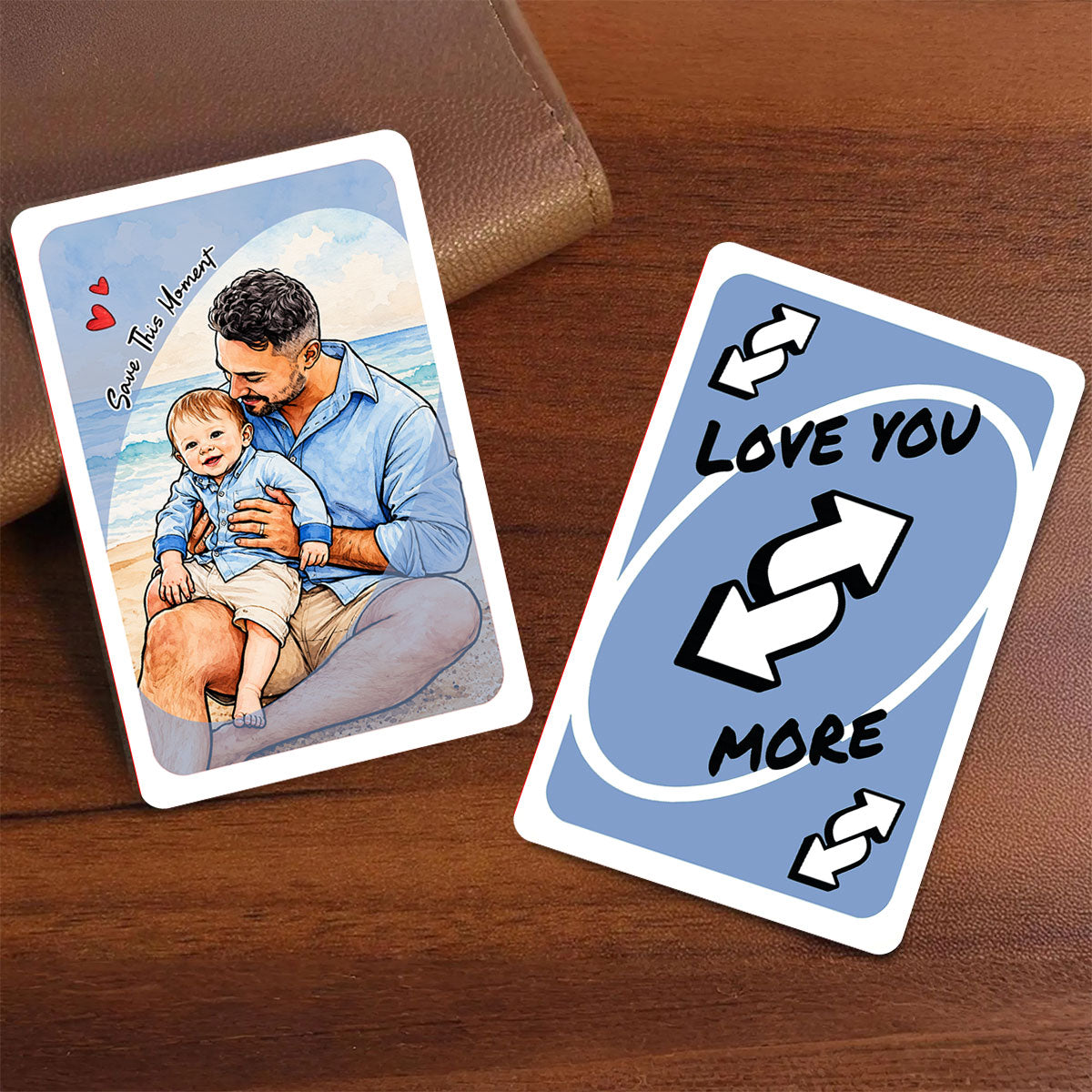 Custom UNO reverse Card for Dad, Love You More Metal Wallet Card