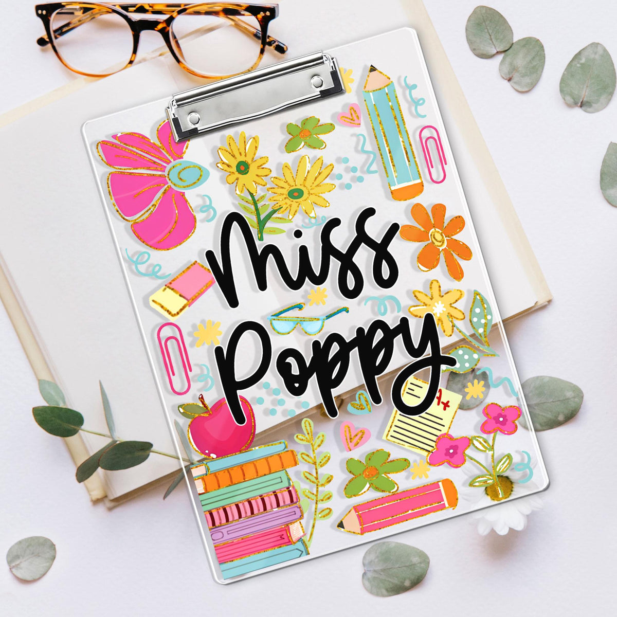 Personalized Teacher Appreciation Gift, Custom Boho Floral Teacher Clipboard, End Of Year Gift, Back To School Teacher School Supplies