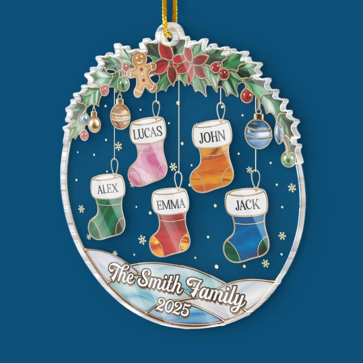 Family Stockings Full Of Memories - Personalized Acrylic Shaped Ornament - Gift For Family, Christmas Gift