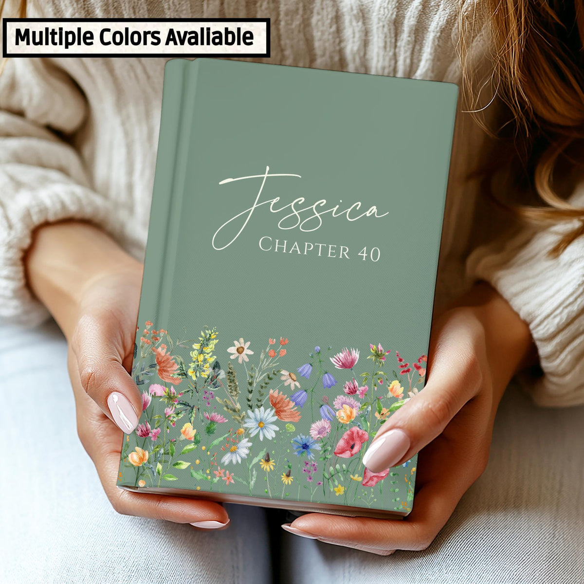 40th Birthday Gift for Her-Personalized Chapter 40 Journal with Wildflowers, Custom Name Notebook for 40 Years Old Birthday, Birthday Book