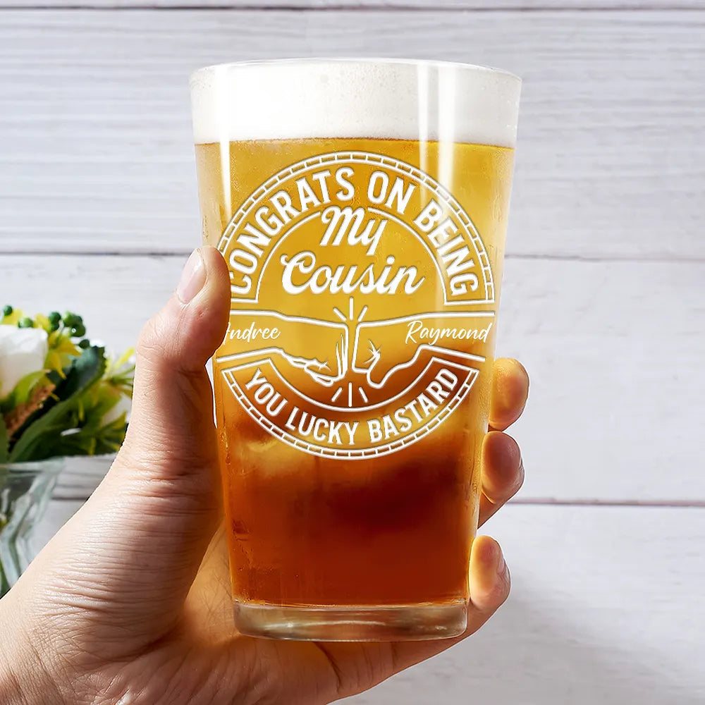 Congrats On Being My Brother You Lucky Man - Personalized Beer Glass - Gift For Brother, Friends, Husband