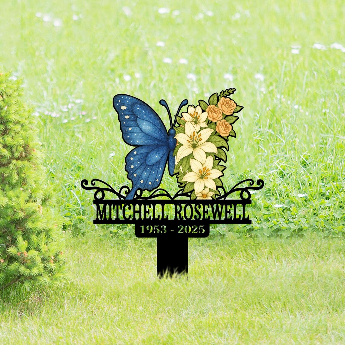 Personalized Butterfly Memorial Plaque Stake, Loss of Mom Grandma Butterfly Garden Sign, Mother's Day In Loving Memory Gift, Cemetery Stake