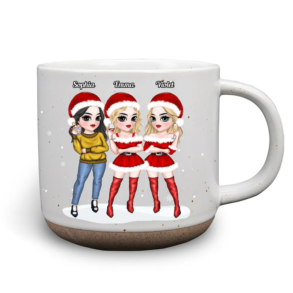 I'd Punch For You Right In The Throat Christmas Bestie - Personalized Pottery Mug - Christmas Gift For Besties, Friends, Sisters