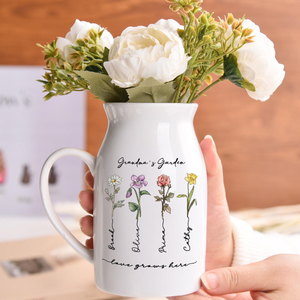Personalized Grandma's Garden Vase, Garden Flower Vase, Mother's Day Gift, Family Name Flower, Gifts for Grandma, Nana, Nanny, Mom Gift