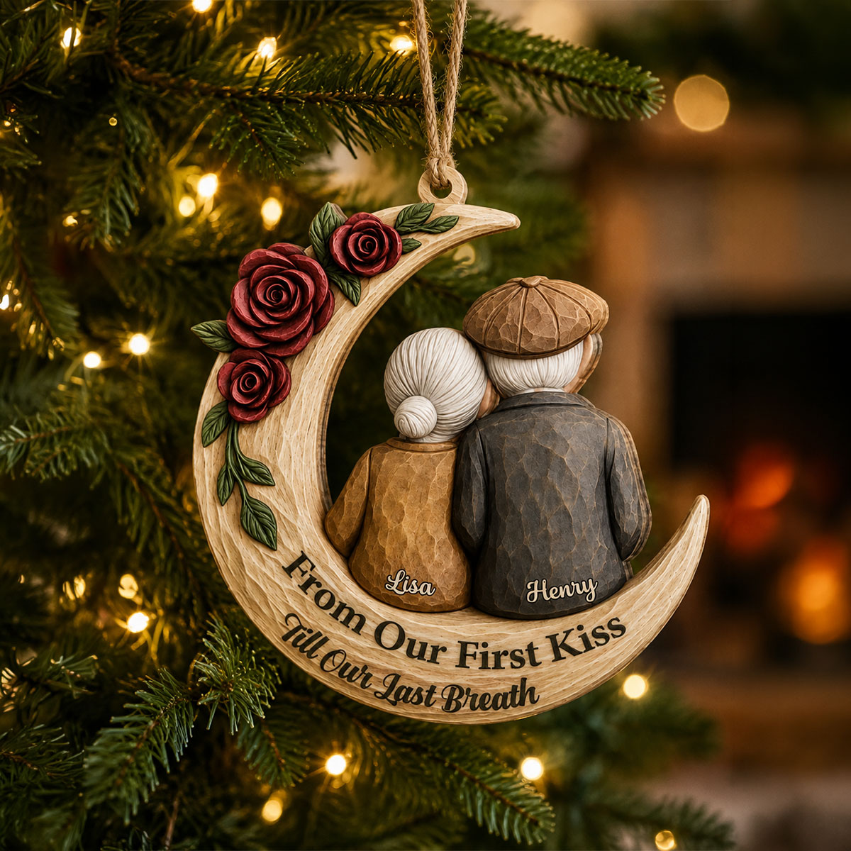 Growing Old Together - Custom Wood Couple Ornament