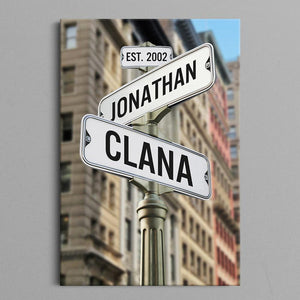 Couple Street Sign - Personalized Canvas - Gift For Couple