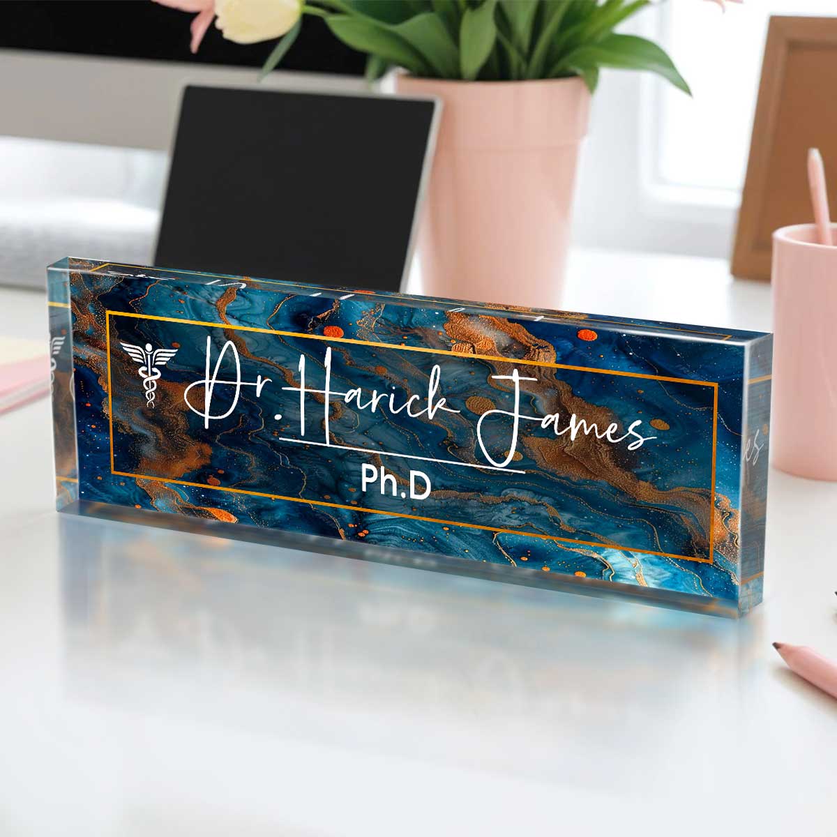 Personalized Doctor Acrylic Desk Name Plate, Desk Name Plate for Doctor, Personalized Doctor Gift, Custom Doctor Name Desk Plaque, Ph.D Gift