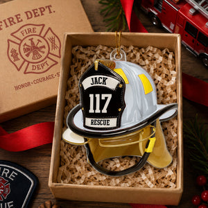 Firefighter Helmet 2D Flat Printed - Personalized Acrylic Ornament - Gift For Firefighter