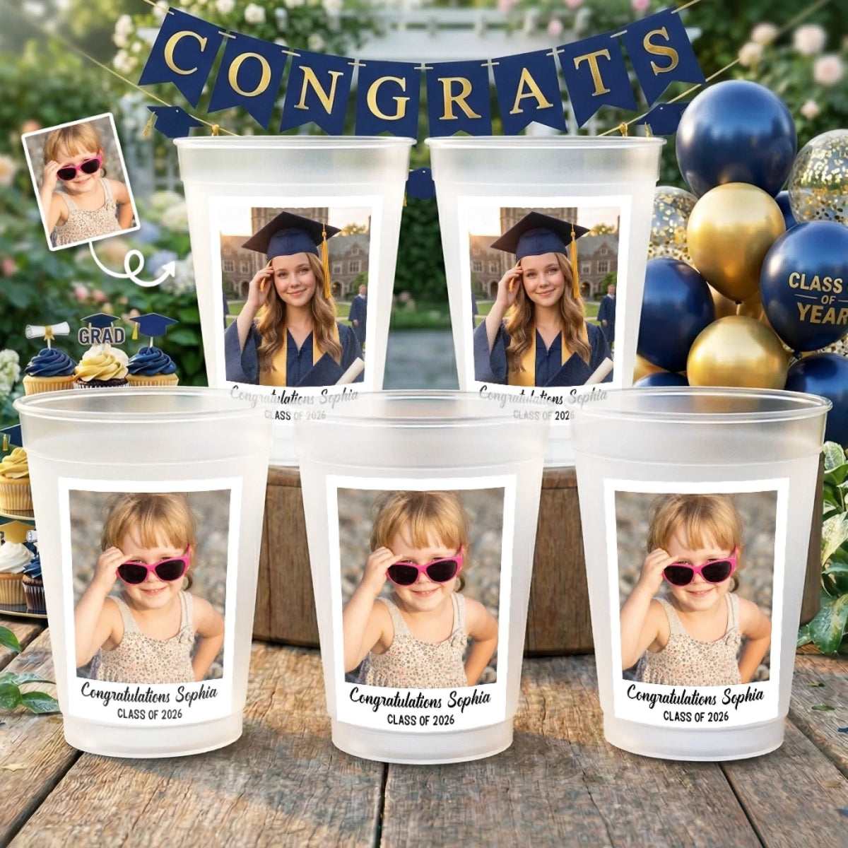 Congratulating To Your Graduation - Personalized Plastic Frosted Water Cup - Graduation Party Decor