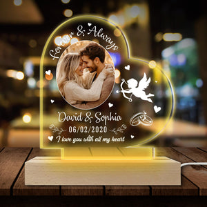 I Love You With All My Heart - Personalized 3D LED Light Wooden Base - Gift For Couple