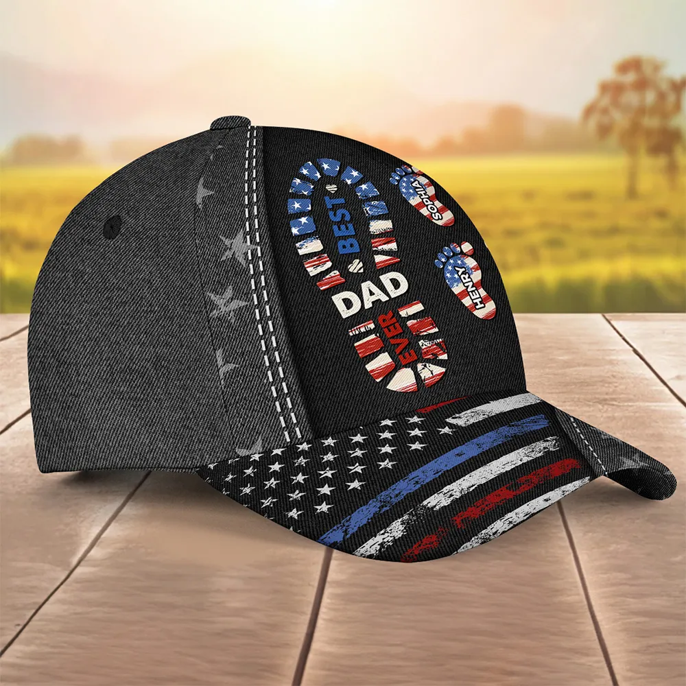 Best American Dad Ever - Personalized Classic Cap - Gift For Grandfather, Dad, Father's Day, Birthday Gift Idea