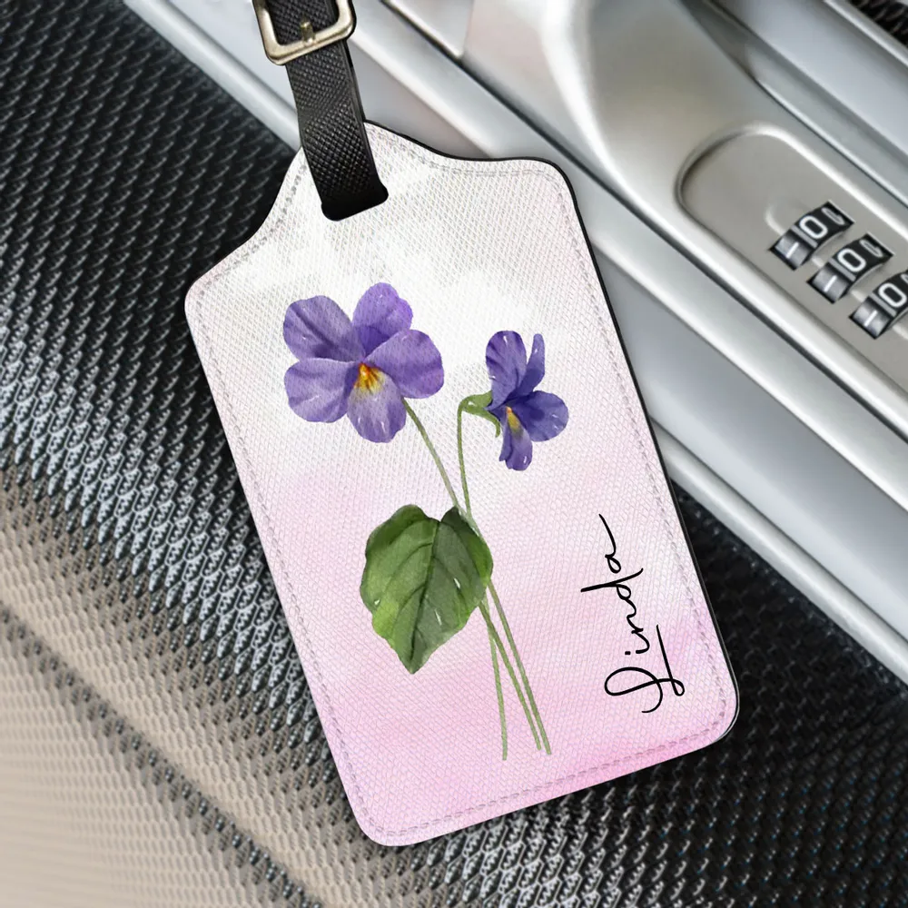 Birth Month Flower Gift For Traveller - Personalized Luggage Tag - Travelling, Summer Gift