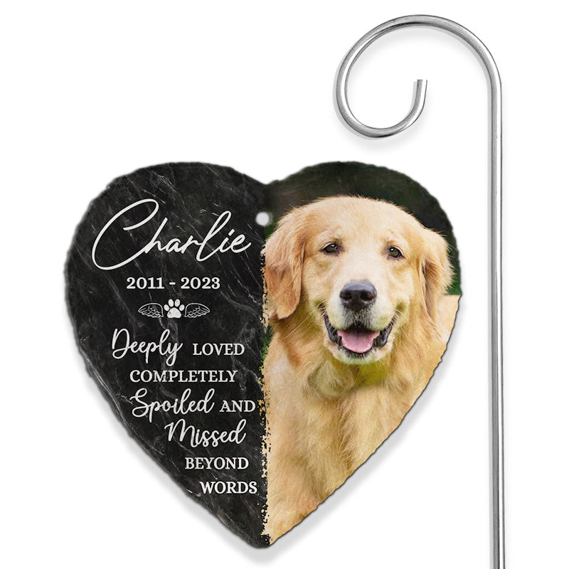 Deeply Loved Completely - Personalized Slate Plaque - Memorial Gift For Pet Owner