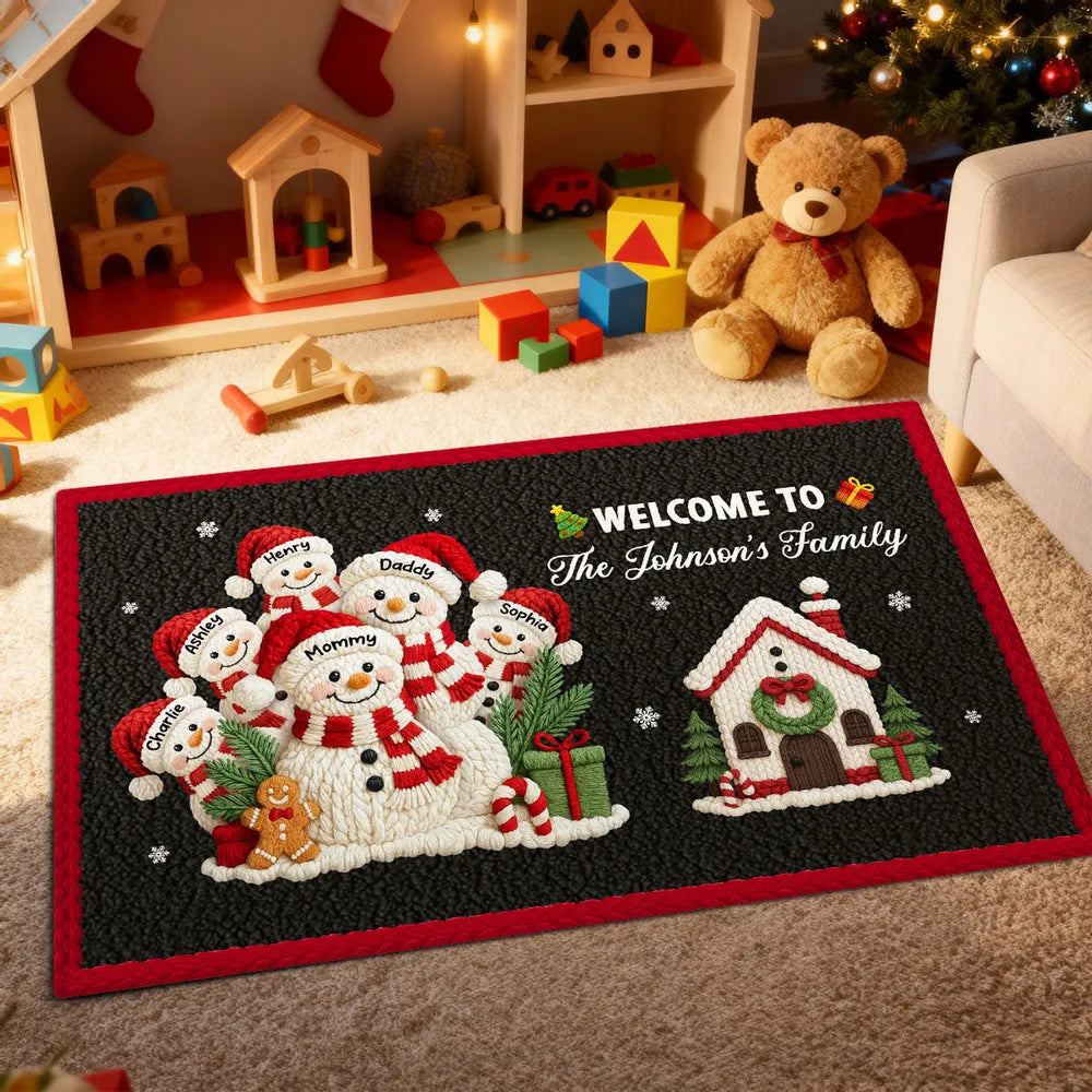 There Is Snow Place Like Home Faux Yarn Effect - Personalized Doormat - Festive Christmas Decor for Family