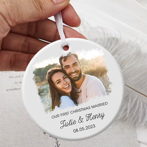 Our First Christmas Married Upload Photo - Personalized Ornament - Christmas Gift