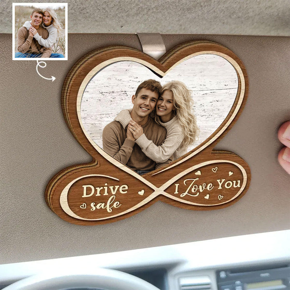 Custom Photo Car Visor Clip - Personalized Anniversary Wedding Gifts For Husband And Wife, Him And Her - Our Bond Feels Natural