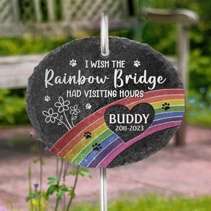 We'll Meet Again At The Rainbow Bridge - Personalized Slate Plaque - Memorial Gift For Pet Owner