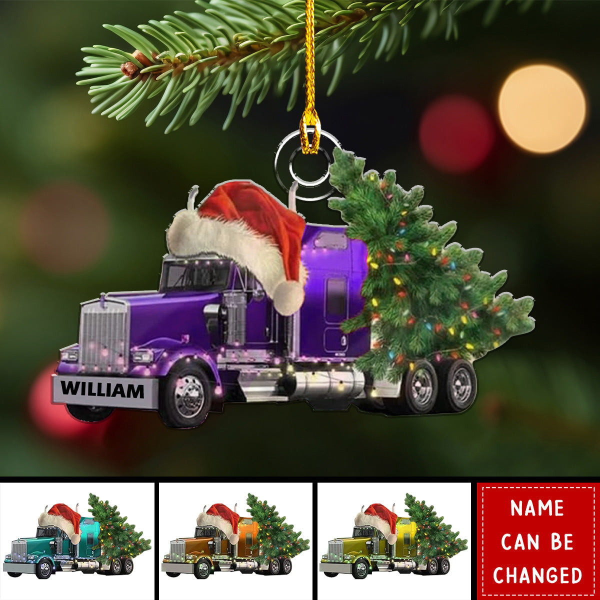 Trucker Christmas Tree - Personalized Acrylic Ornament - Christmas Gift For Trucker