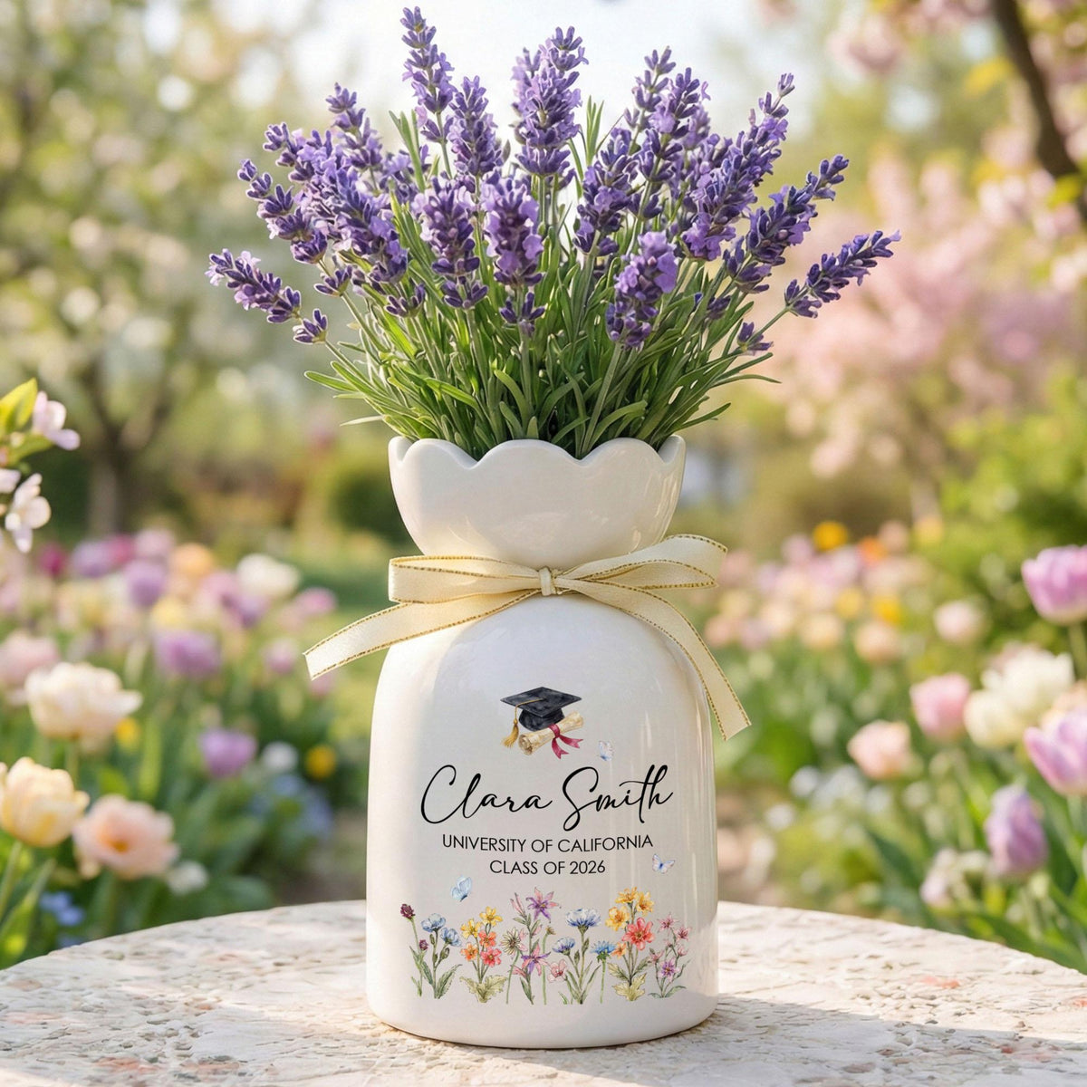 Personalized Graduation Ceramic Flower Vase, Graduation Floral Vase, Graduation Day, Class of 2026 Gift, Daughter Grad Gift, College Grad Gift