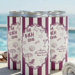 Personalized Bachelorette Can Cooler, Custom Bridesmaid Gift Bach Party Favor, Custom Name Bridal Party Slim Can Sleeve Gift, Cozie Holder
