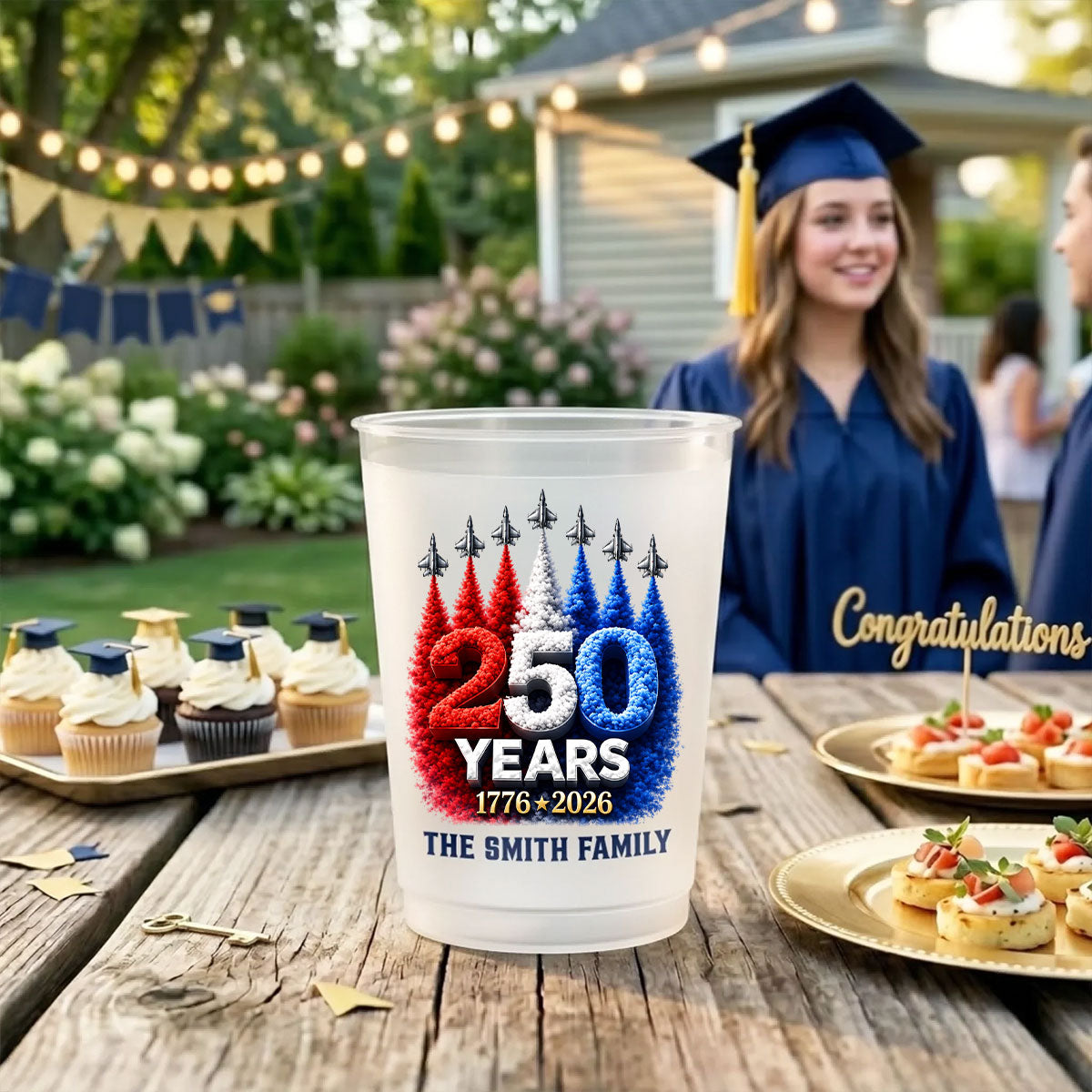 Proud American Roots - Personalized Frosted Cups - America 250th Anniversary Gifts For Family