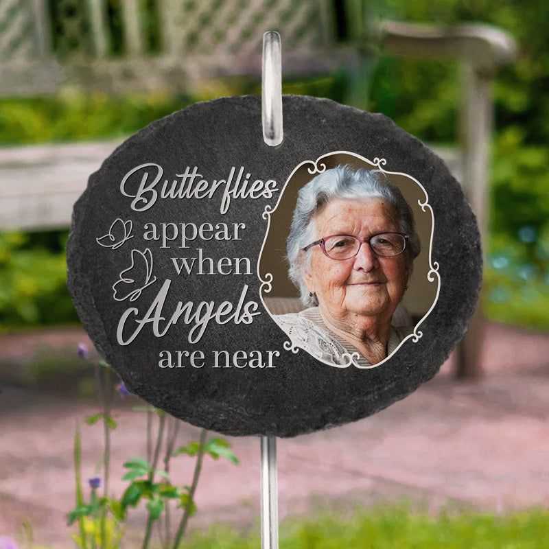 Butterflies Appear When Angels Are Near Memorial Photo - Personalized Garden Stake - Memorial Gift
