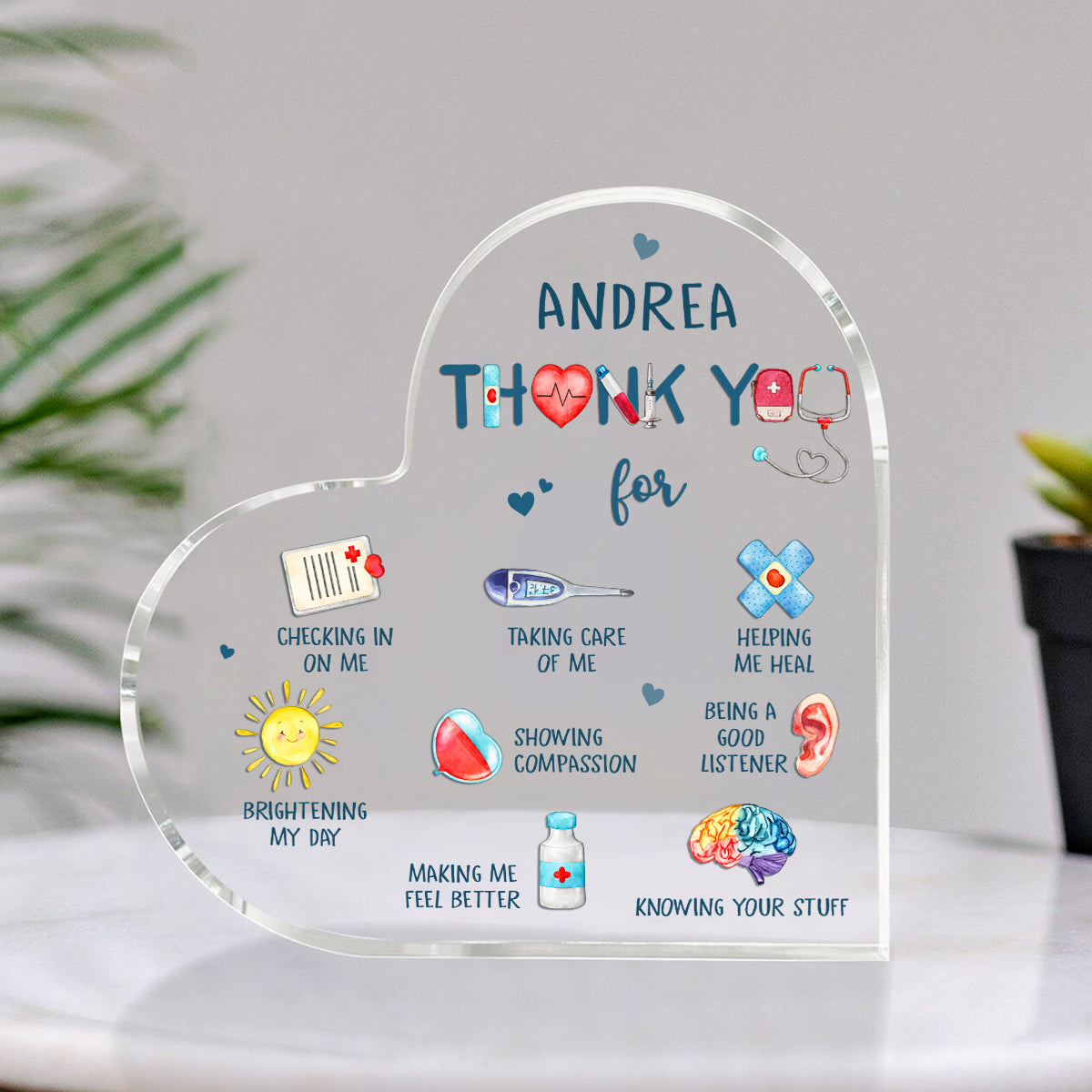 Custom Nurse Thank You Heart Acrylic Plaque, Nurse Appreciation Gift, Nurse Gifts For Women, Rn Gifts, Acrylic Plaque Sign For Nurse