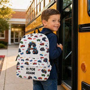 Big Wheels Bigger Dreams - Custom Kids Backpack - Personalized Back To School Gifts For Kids