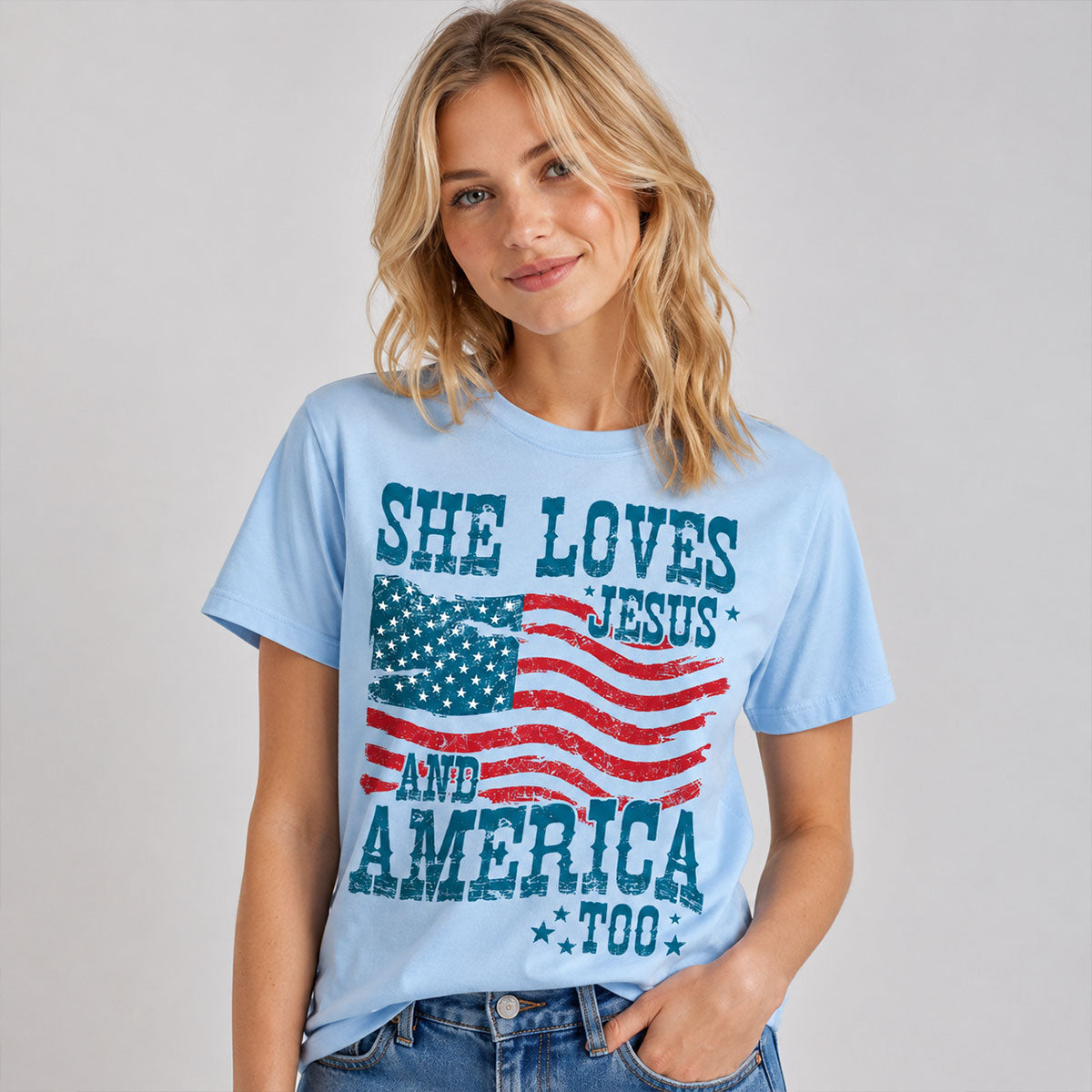 She Loves Jesus And America Too - 250th Anniversary T-Shirt