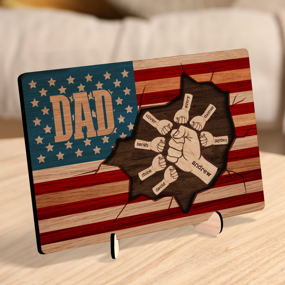 Fist Bump Dad and Kids Picture Frame, Father's Day Gifts, Gift For Dad, Dad Birthday Gift, Father's Day Gift for Dad, Dad Flag Sign