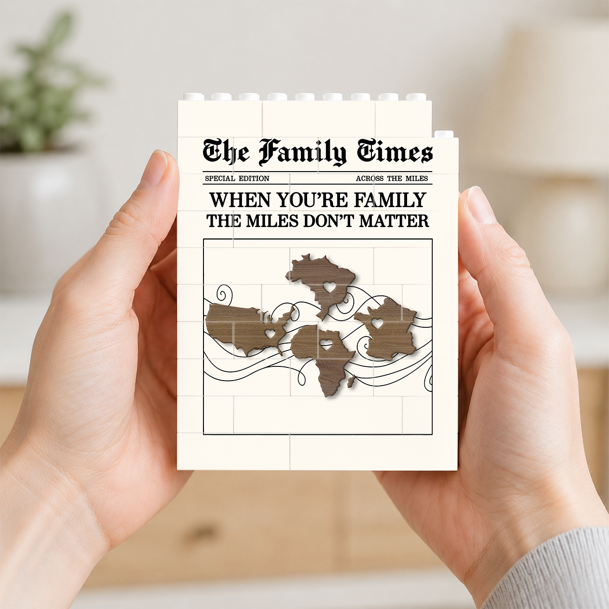 The Family Times Long Distance - Personalized Brick Block