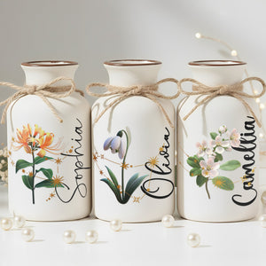 Custom Birth Month & Zodiac Star Sign - Personalized Ceramic Vase - Birthday Gift For Her