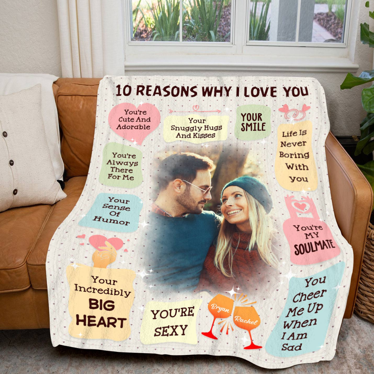 10 Reasons Why I Love You Custom Photo - Personalized Blanket - Anniversary Gift, Valentine's Day Gift For Him & Her