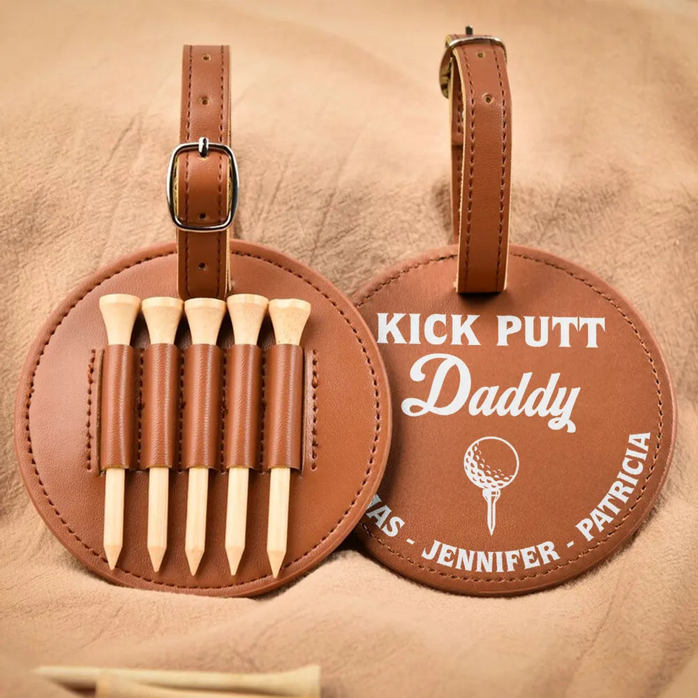 Kick Putt Dad - Personalized Golf Tee Bag - Gift For Golf dad, Gift For Father, Grandfather, Father's Day Gift