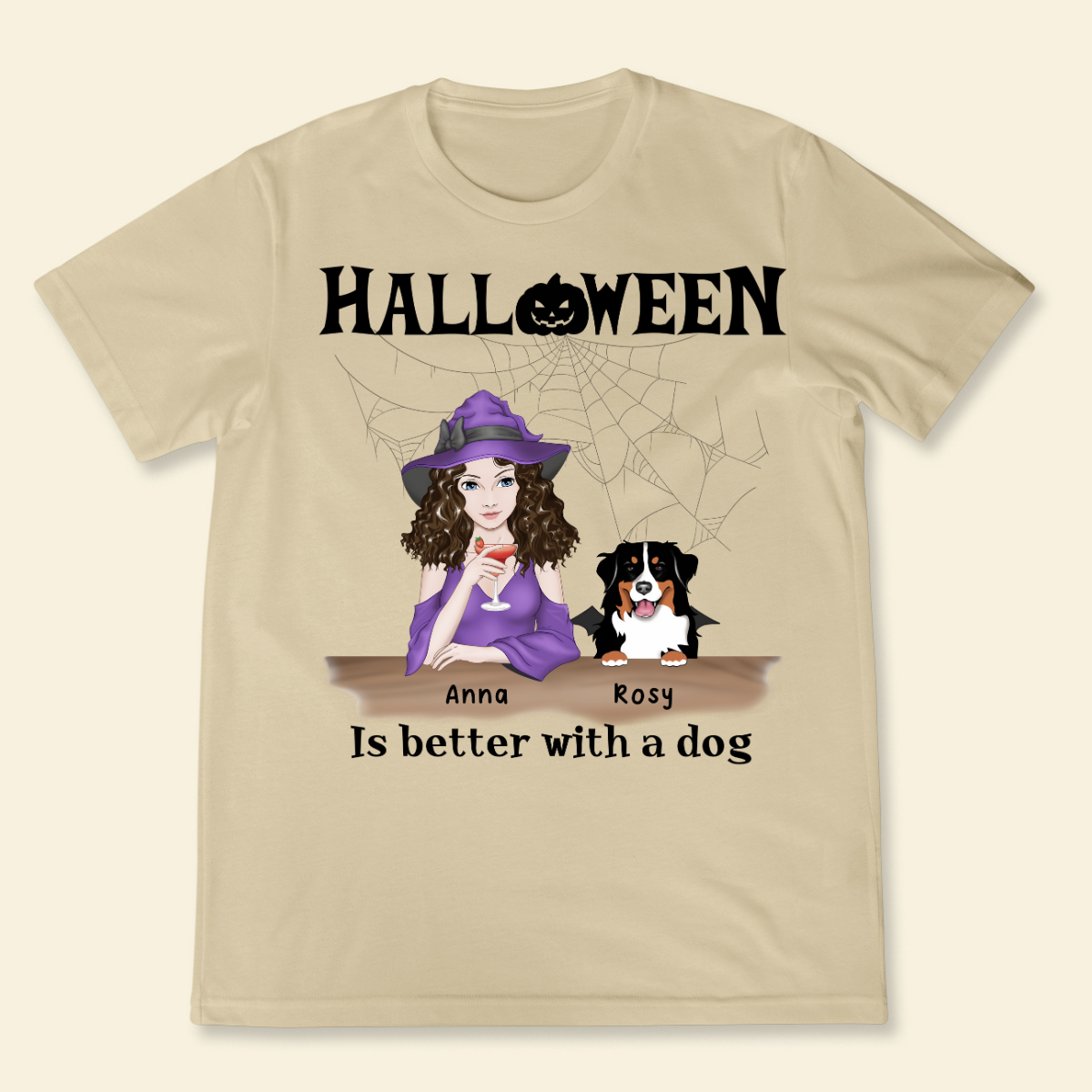 Halloween Is Better With A Dog Personalized Dog Mom T-Shirt Halloween Custom Shirt Enjoy Halloween Night With Dog Gift For Dog Lovers