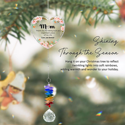 Mom Thank You For Being Such An Importance Piece Ornament, Crystal Heart Ornament Appreciation Gift, Christmas Hainging Decor