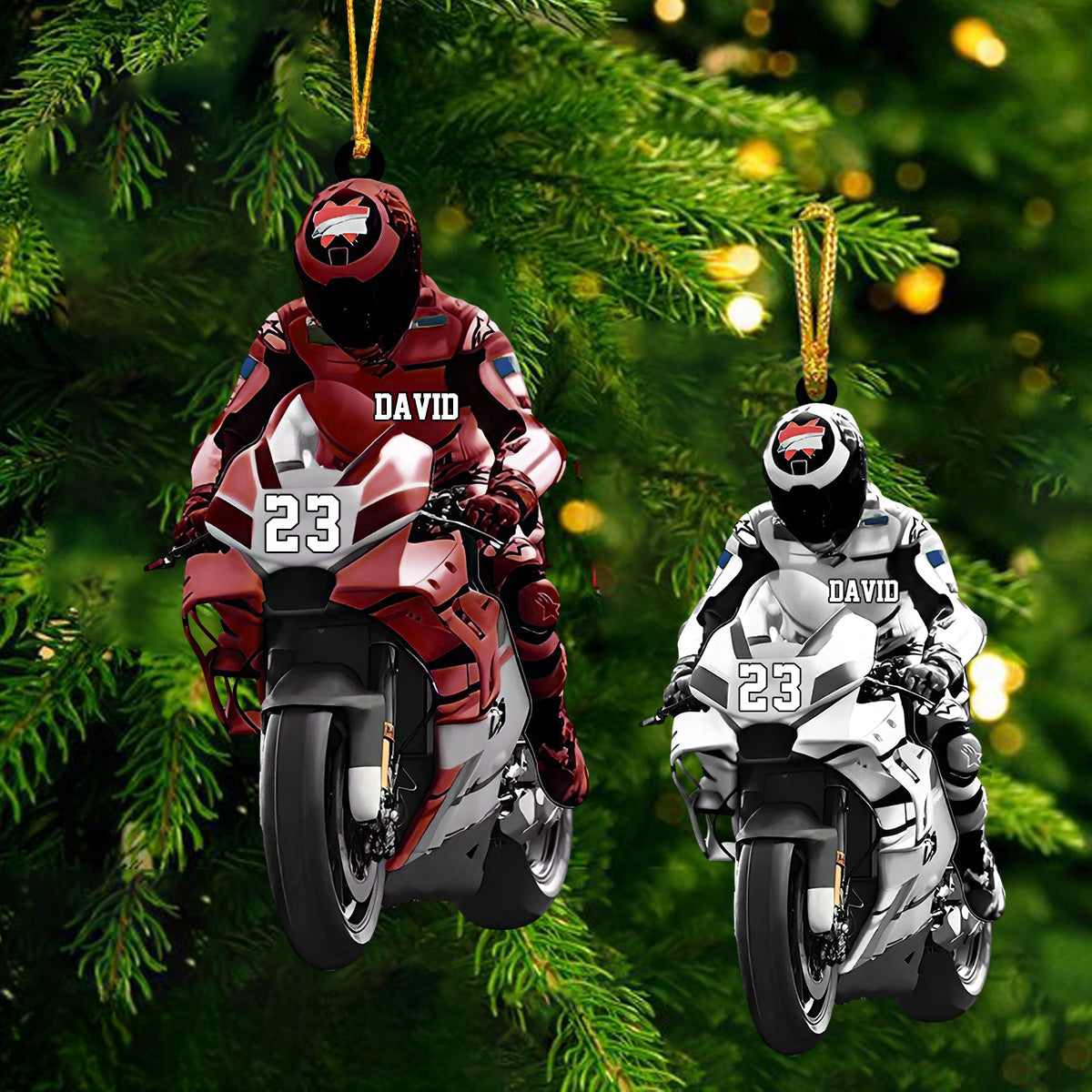 Personalized Motorcycle Ornament, Customized Flat Acrylic Ornament for Motorcycle Lovers