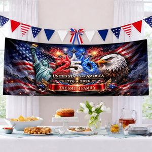 We Are Strong As One - Personalized Banner - 4th of July Gift, Patriotic Gift For Family