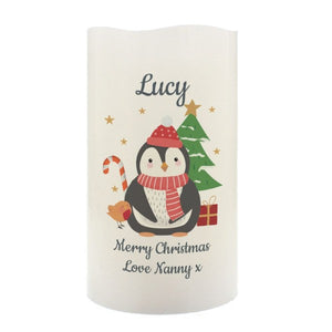 Penguin Merry Christmas - Custom LED Flameless Candle - Christmas Gift For Kids