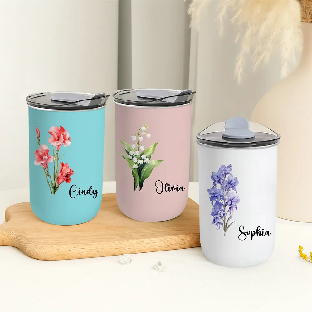 Custom Birth Month Flower Gift - Personalized Tumbler 10oz - Gift For Her