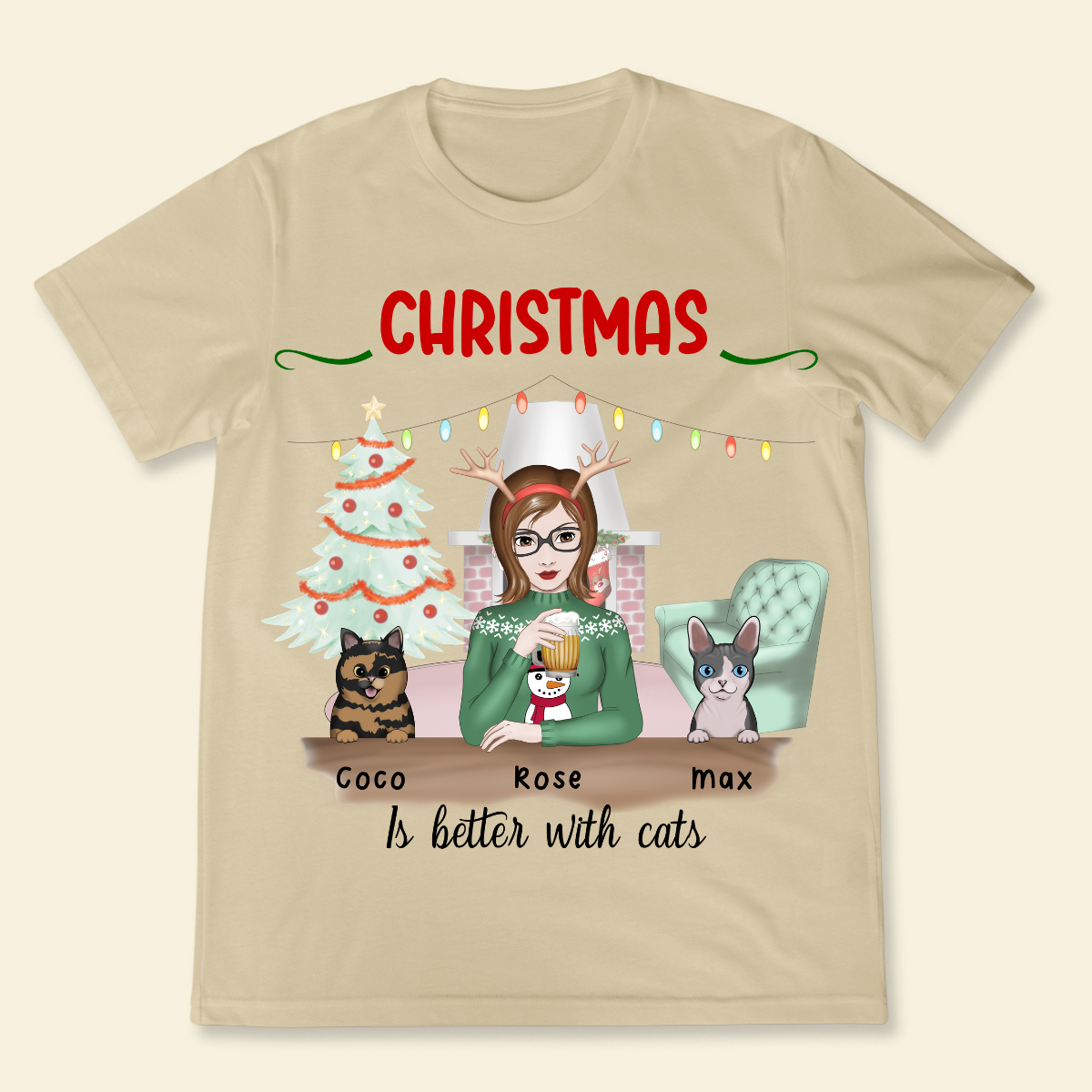 Christmas Is Better With A Cat Personalized T Shirt Winter Season Gift For Cat Lovers Christmas Gift For Cat Mom
