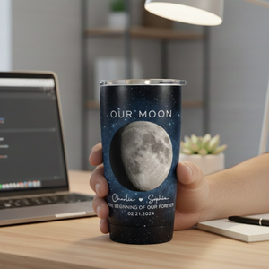 Our Moon Couple Moon Phase - Personalized Tumbler - Anniversary Gift For Him Gift For Her