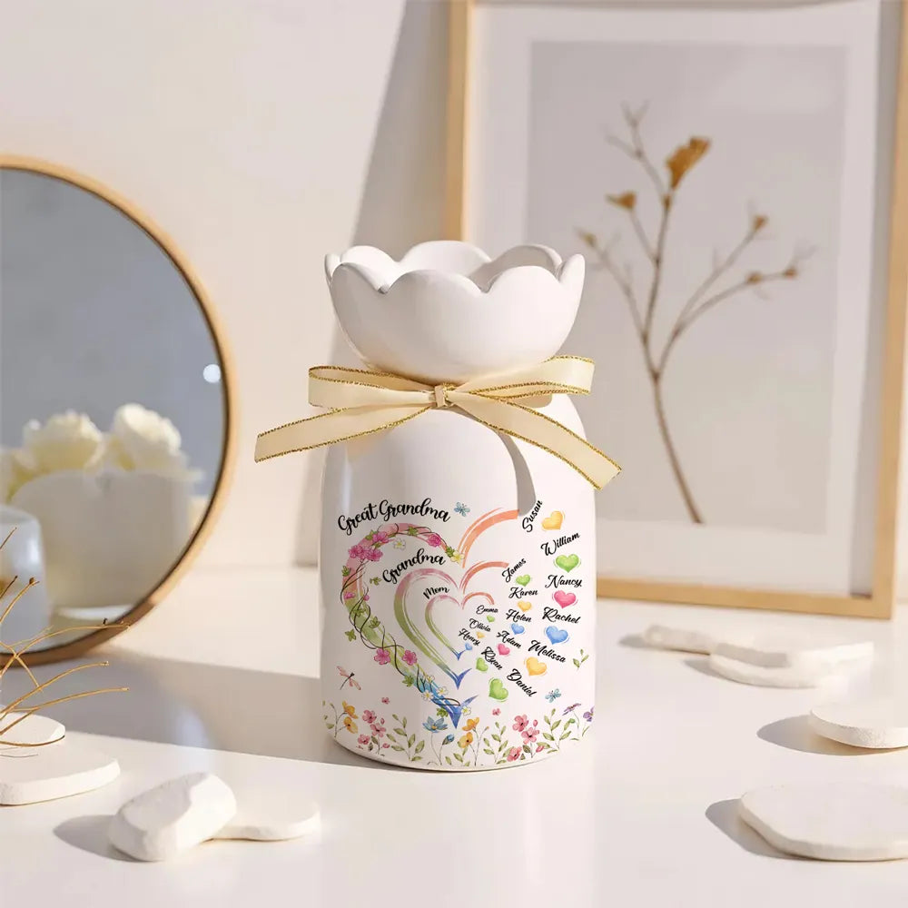 Great Grandma Heart - Personalized Bloom Vase - Gift For Great Grandma, Grandma, Mother's Day Gift