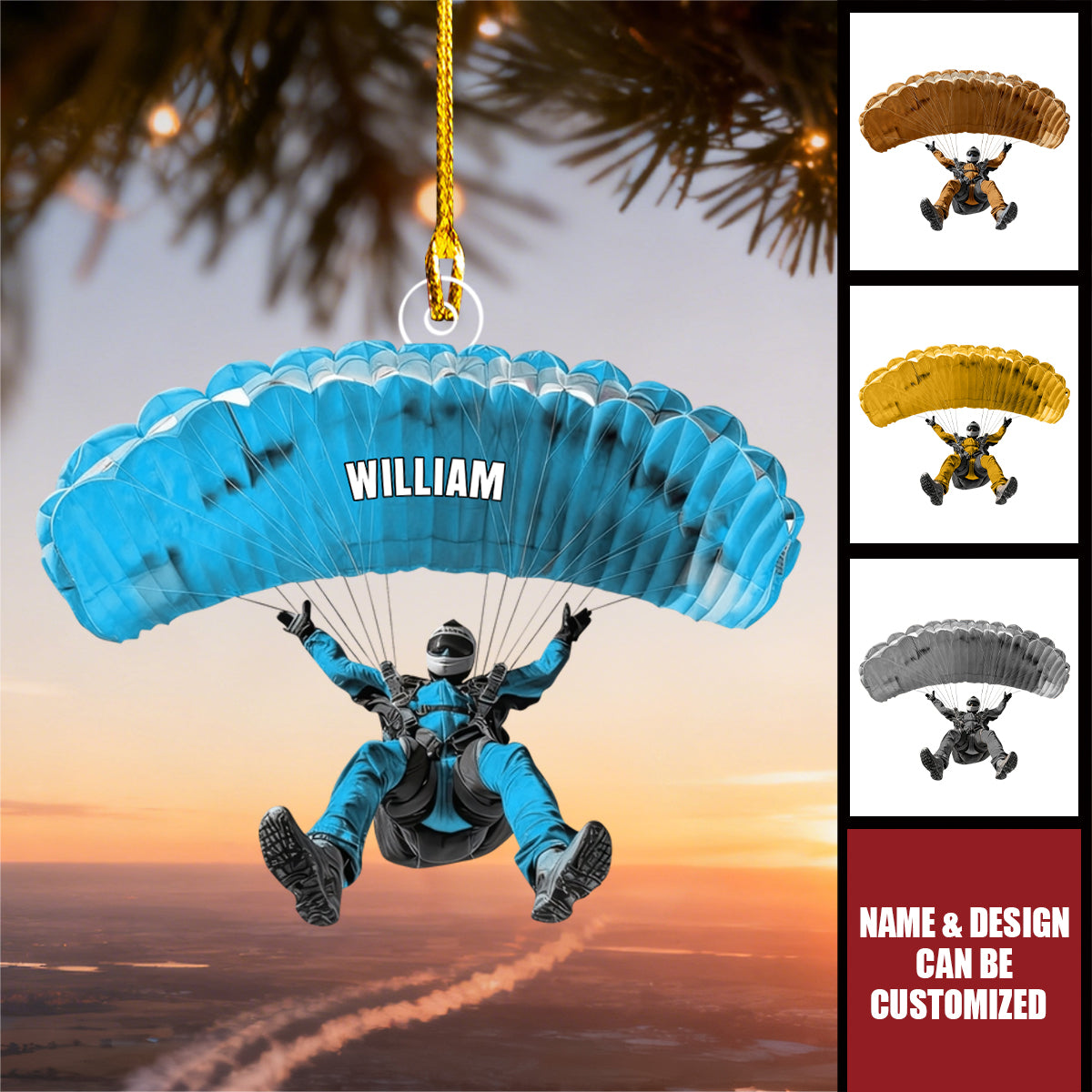 Personalized Skydiver Christmas Ornament - Gift For Skydiving Lovers, Extreme Sports Fans