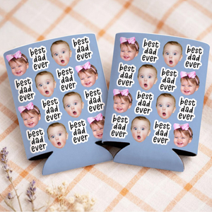 Personalized Father's Day Gift For Dad, Custom Funny Face Baby Can Cooler, Best Dad Ever Can Cooler, Kids Photo Can Cooler Gift For Husband