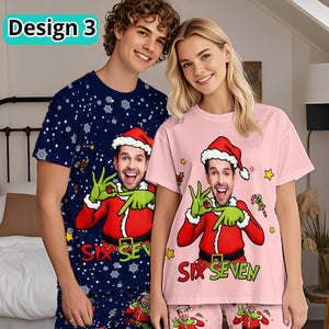 Custom 67 Meme Christmas Pajama Shirt, Personalized Photo Tee, Christmas Matching Shirt For Family