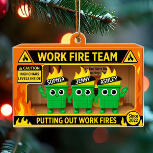 Action Figure Dumpster Fires - Personalized Acrylic Ornament - Christmas Gift for Coworkers