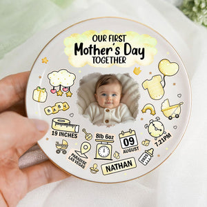 Custom Photo Our First Mother's Day Information Icon - Personalized Ring Dish